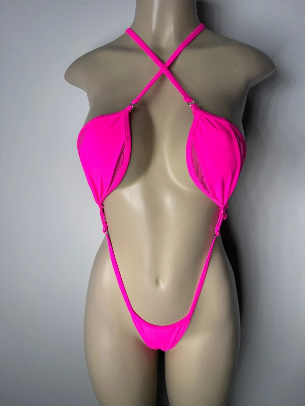 SHEIN Neon Hot Pink Micro Triangle Bikini NWOT